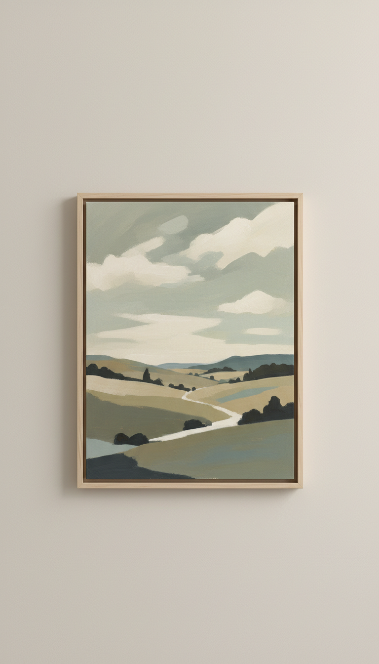 Original Canvas Landscape in Muted Sage